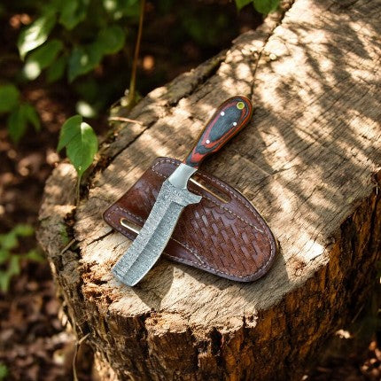 Hand Forged Bull Cutter Knife with Exotic Wood Handle
