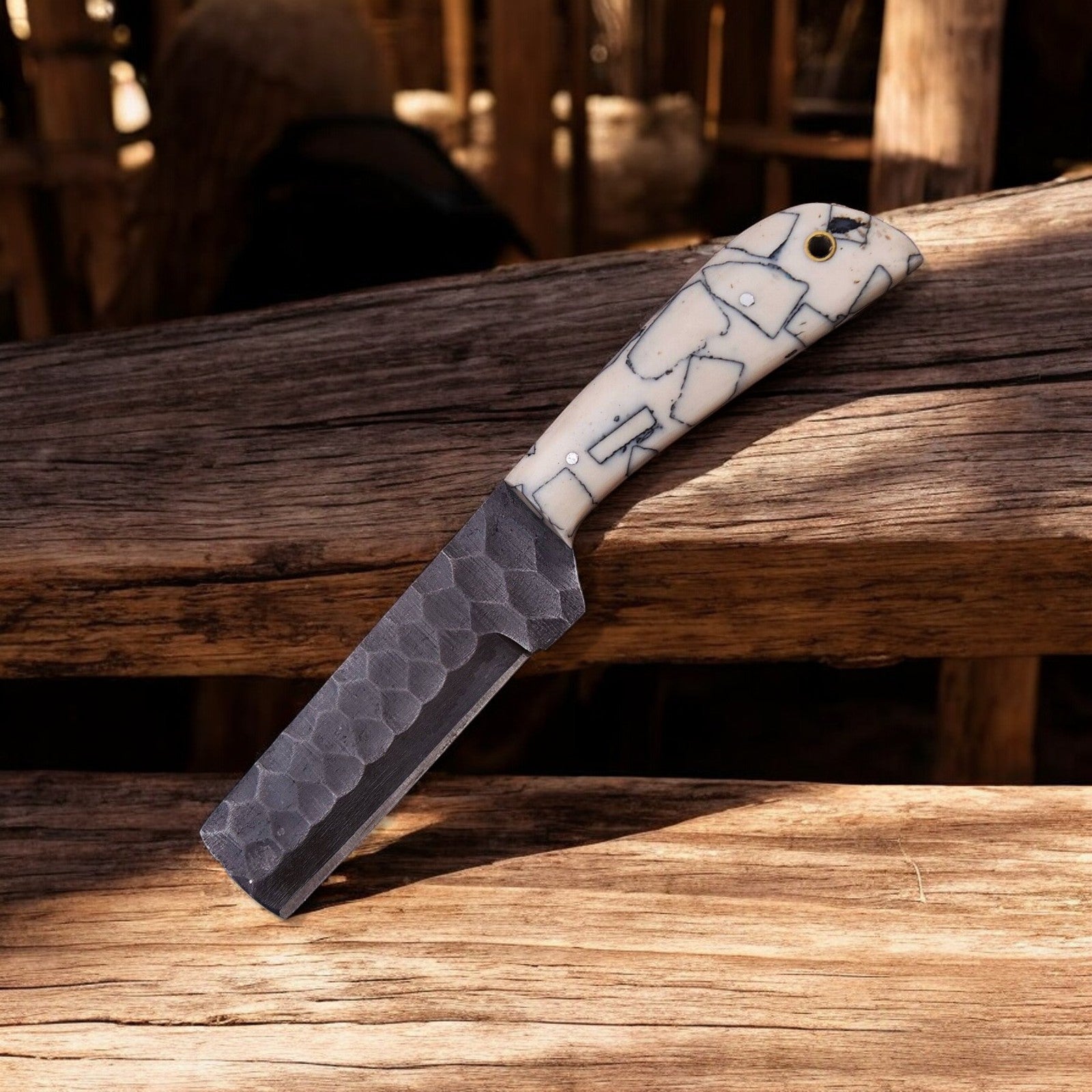 Custom Handmade Bull Cutter Knife with High Carbon Steel Blade
