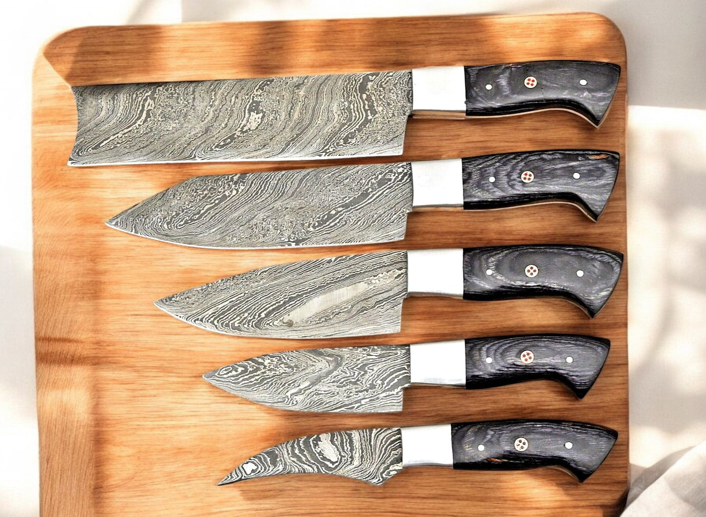 Custom handmade Damascus steel chef knife with exotic wood handle
