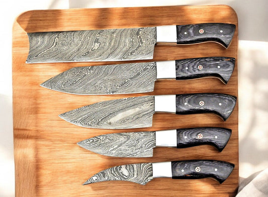 Custom handmade Damascus steel chef knife with exotic wood handle
