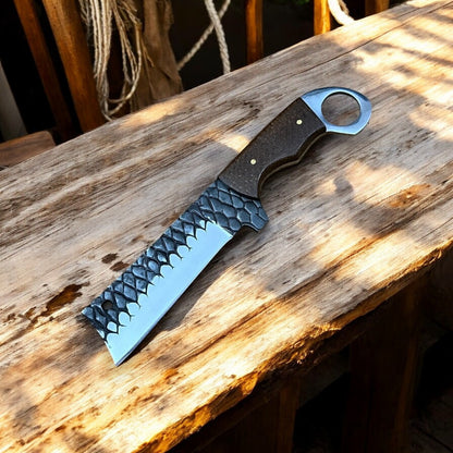 "Handmade Custom Bull Cutter Knife Featuring Rosewood Handle"
