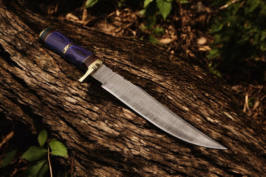 Custom Handmade Big Bowie Knife with Damascus Steel Blade
