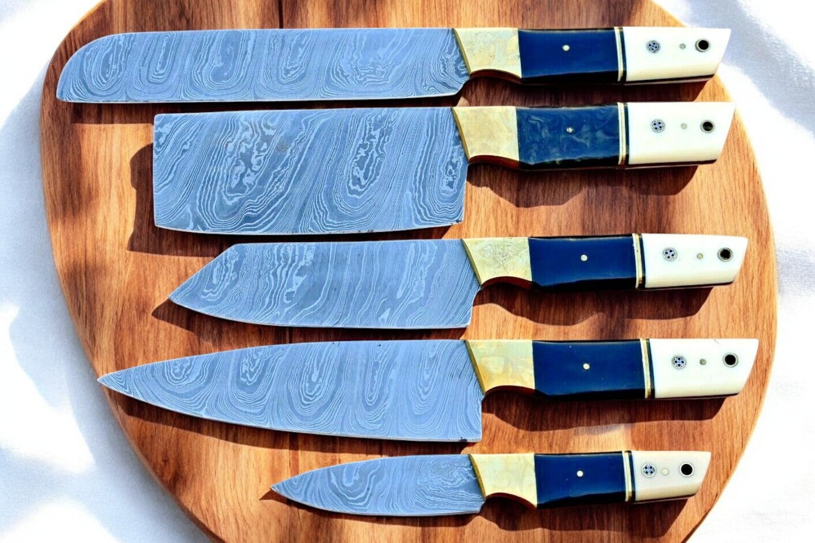 Premium epoxy resin and bone-handled chef knife set
