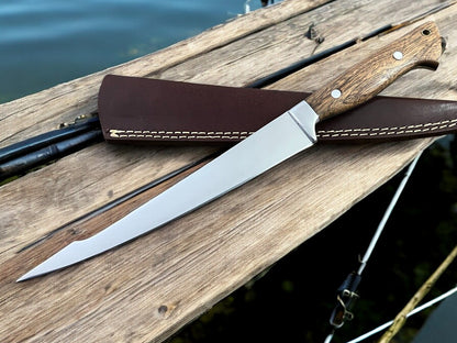 13.6-inch Fish Filleting Knife with Stainless Steel Blade and Sheath
