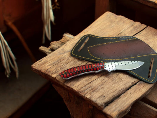 Handmade custom cowboy knife with 8-inch RUSP steel blade.
