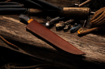 Custom Fillet Knife with Elegant Rosewood and Leather Sheath
