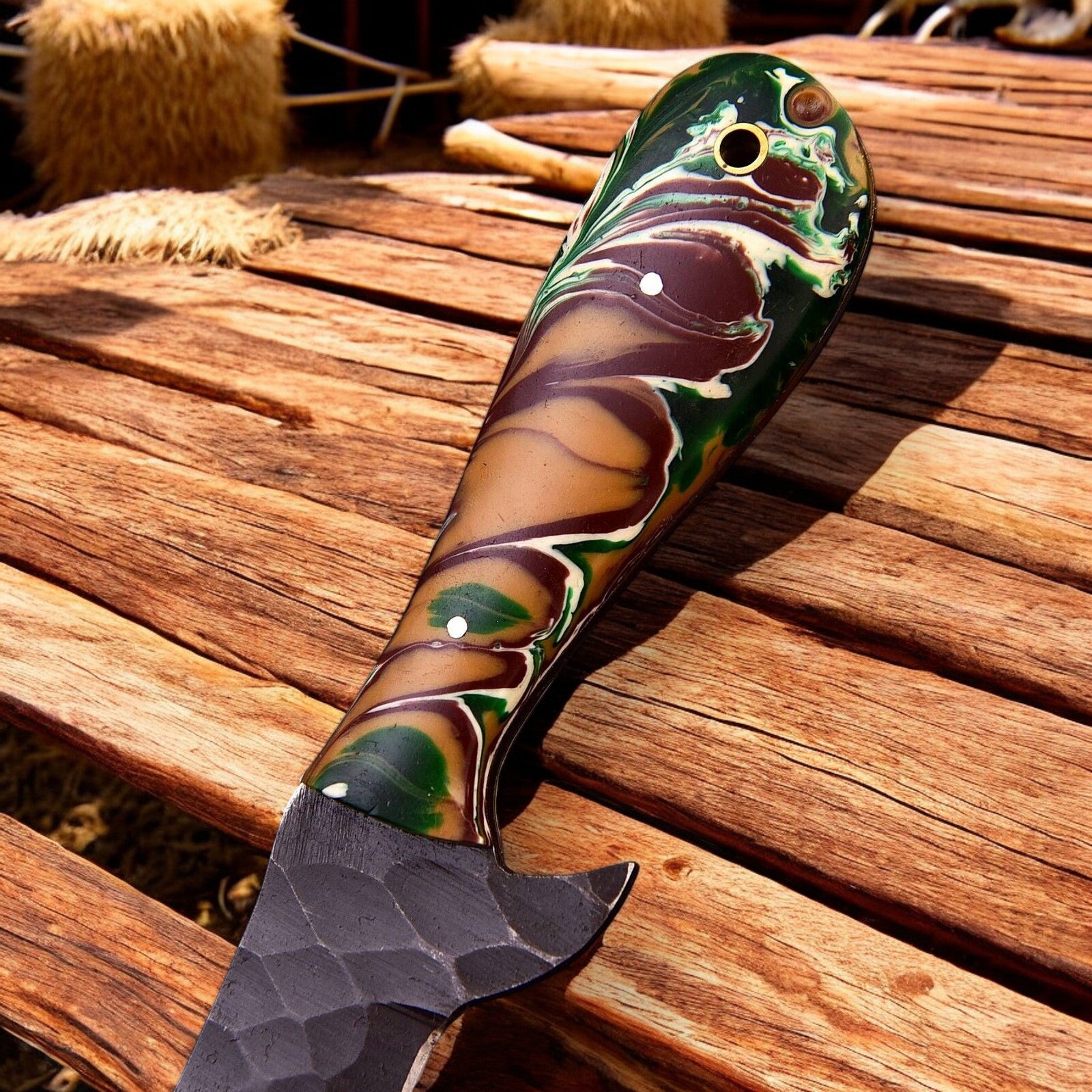 4-inch High Carbon Steel Blade Bull Cutter Knife with Epoxy Resin Handle
