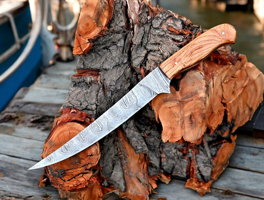 Custom Handmade Damascus Steel Fillet Knife for Fishing
