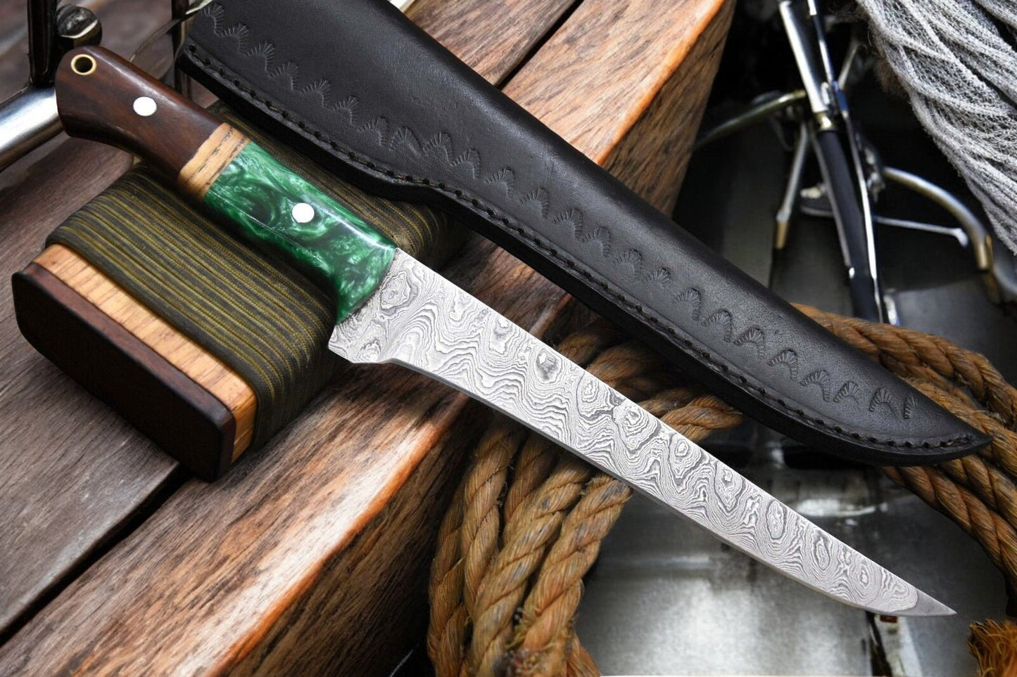 Custom Handmade Hand Forged Damascus Steel Fillet Knife
