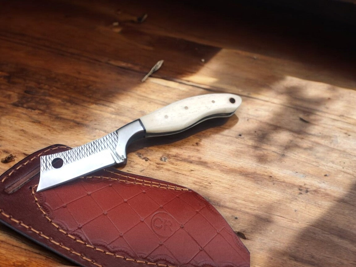 Custom Bull Cutter Knife with 8-inch rasp tool steel blade.
