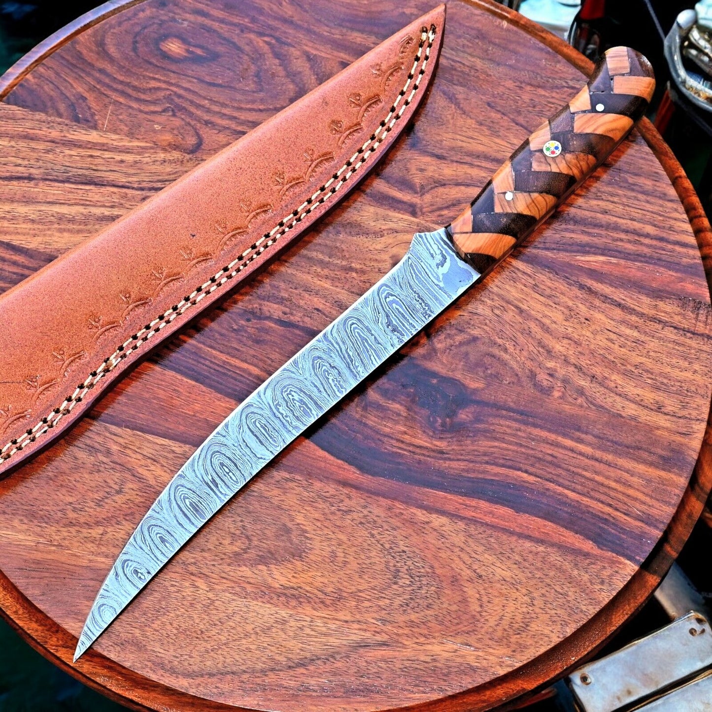 7-inch Blade Custom Fillet Knife with Leather Sheath
