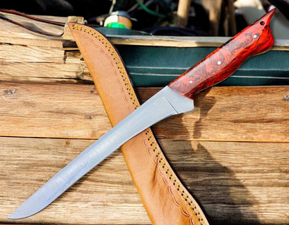 Custom Handmade Fillet Knife with 10-inch 440C Stainless Steel Blade
