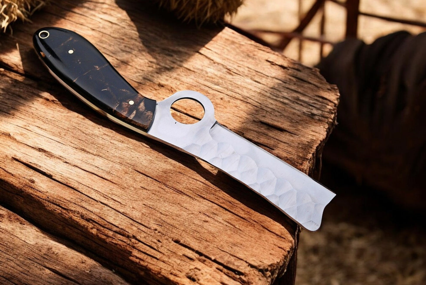 Custom Handmade Bull Cutter Knife with High Carbon Steel Blade
