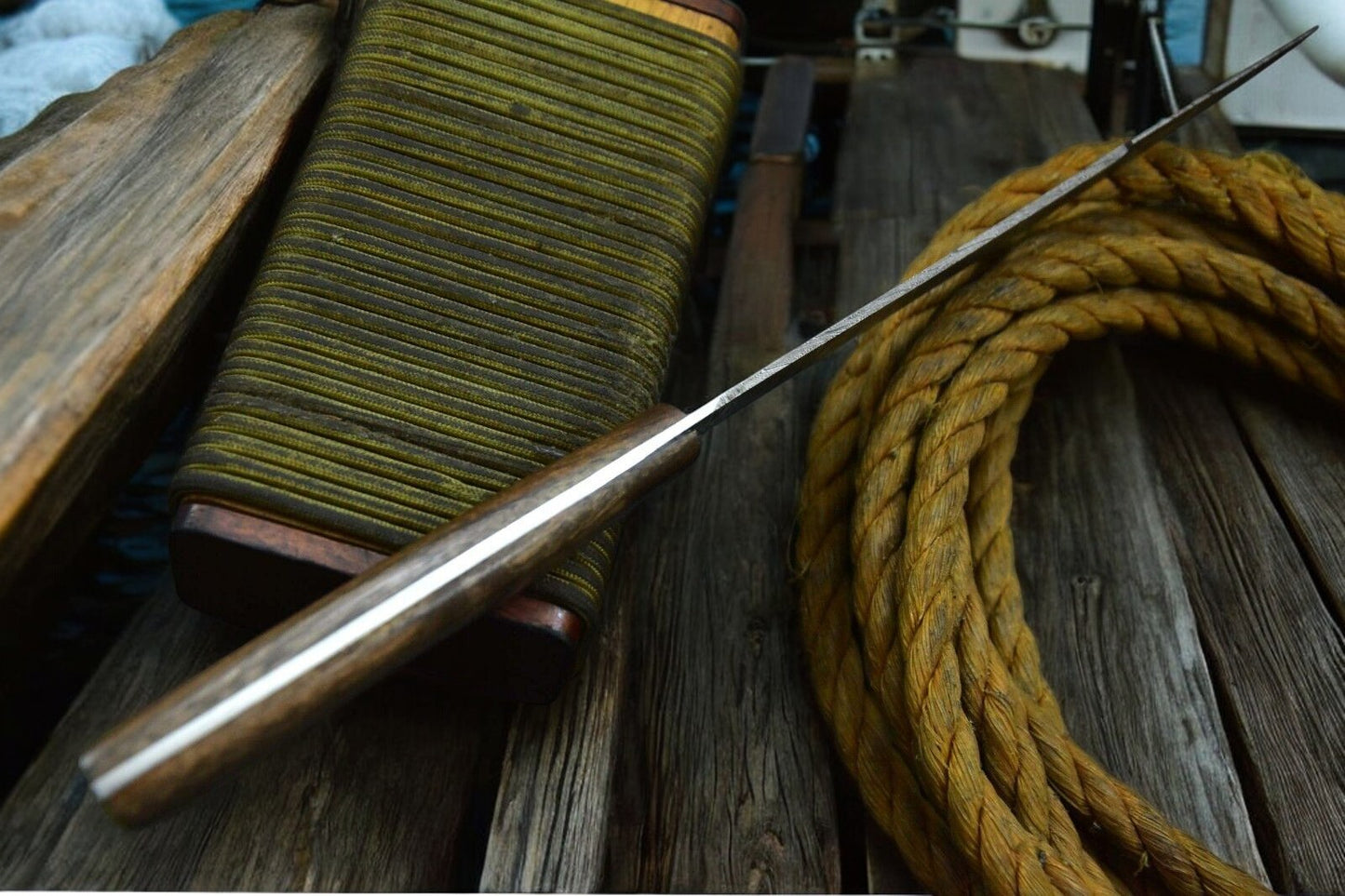 Custom Fillet Knife with Damascus Steel Blade and Walnut Handle
