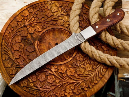 Close-up of Rosewood Handle on Knife for Filleting Fish
