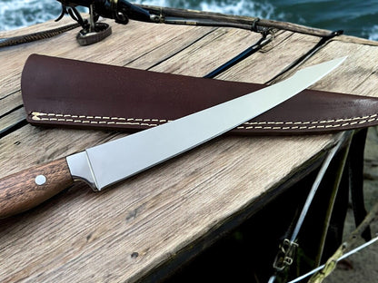 Custom Handmade Fish Filleting Knife with Leather Sheath
