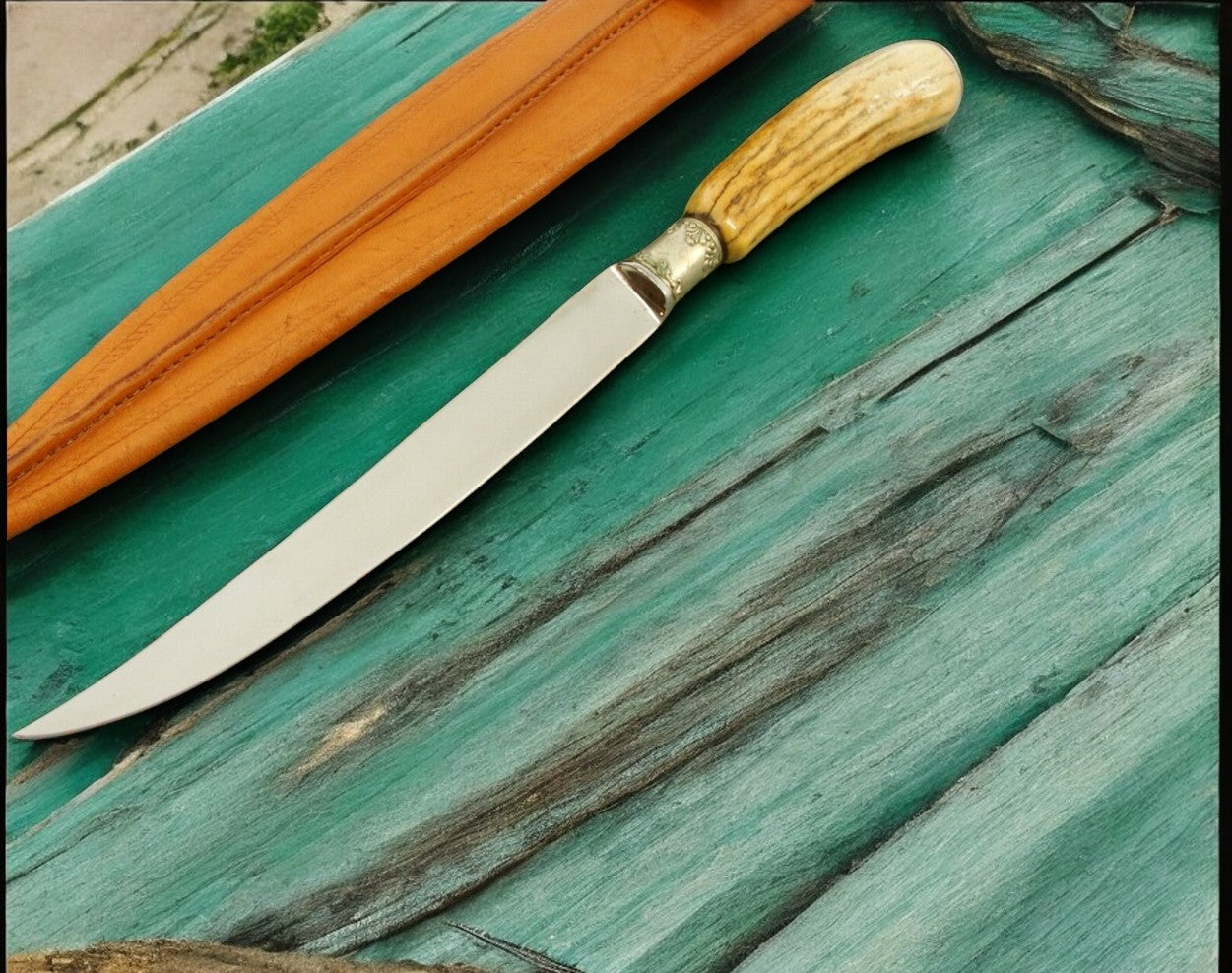 13-Inch Custom Fillet Knife with Leather Sheath
