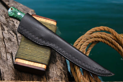 Custom Fillet Knife with Leather Sheath for Protection
