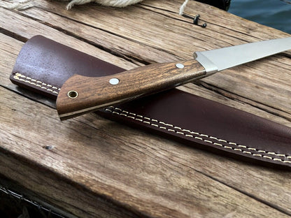 Knife for Filleting Fish with Leather Sheath for Safe Storage
